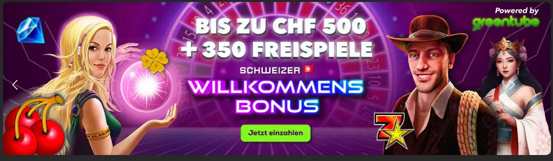 Willkommen im Online Casino Schweiz – Startseite mit schnellem Zugang zu Spielen